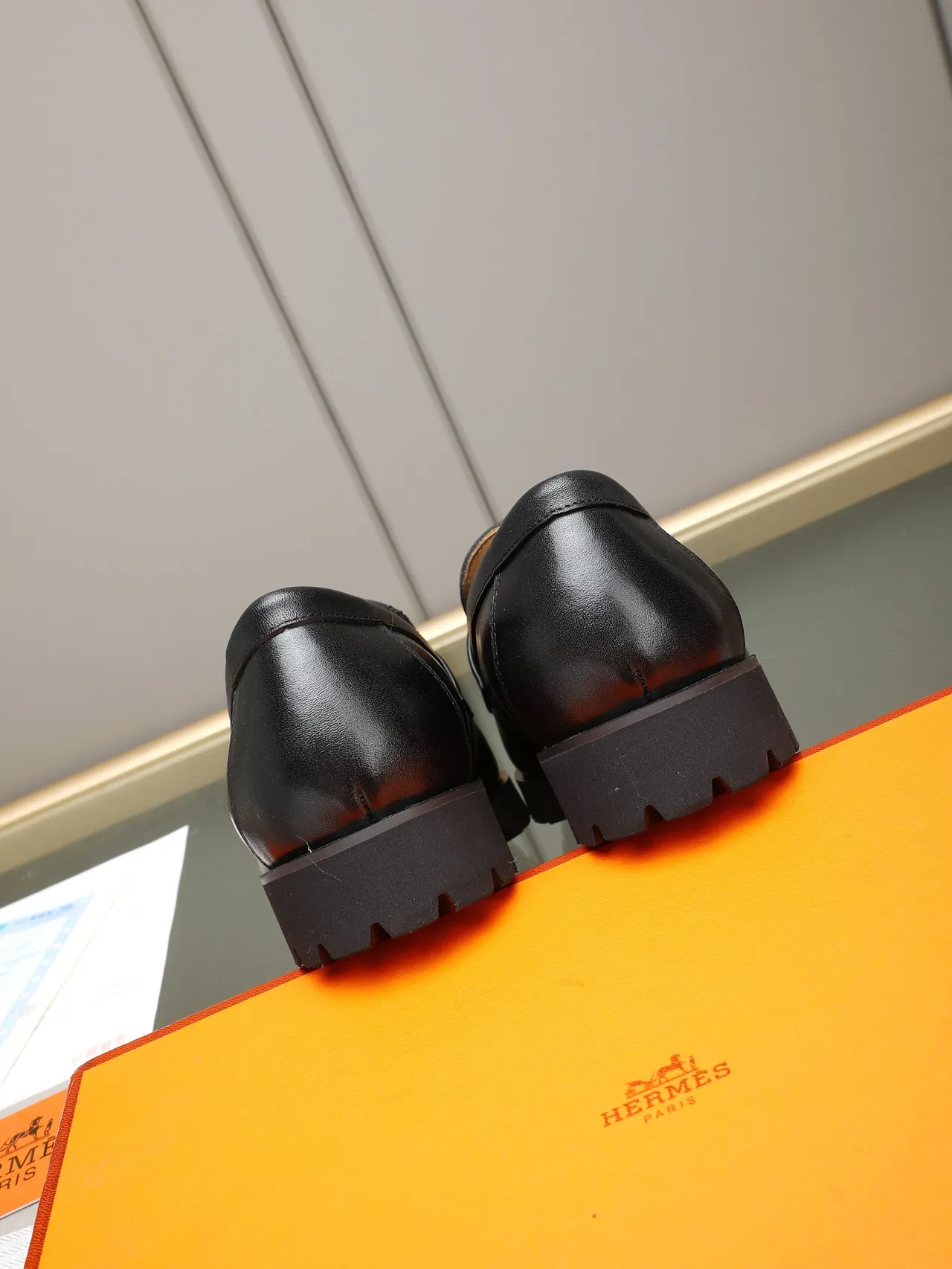 Hermès H Loafer Black Brown Leather Strap Loafer 3