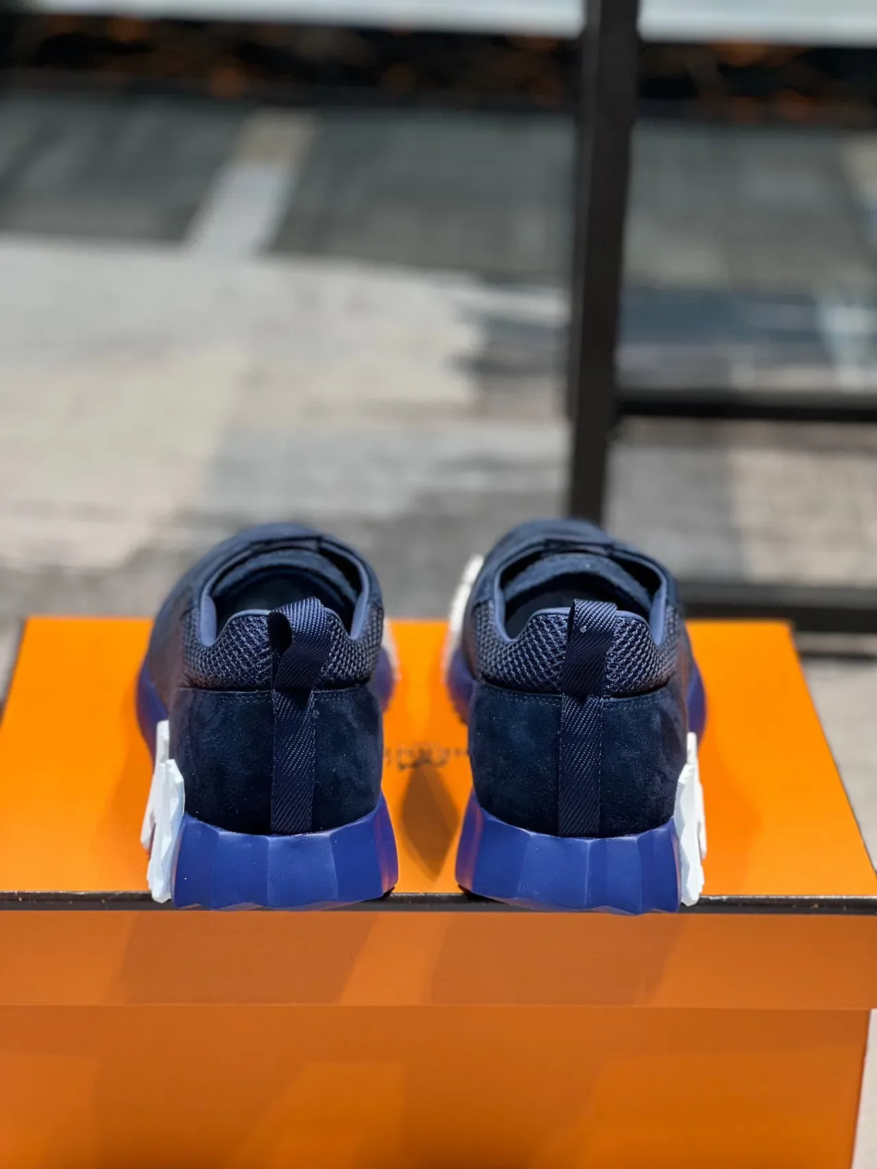 Hermès H-Ride Navy Blue Mesh Suede Lifestyle Sneakers 2