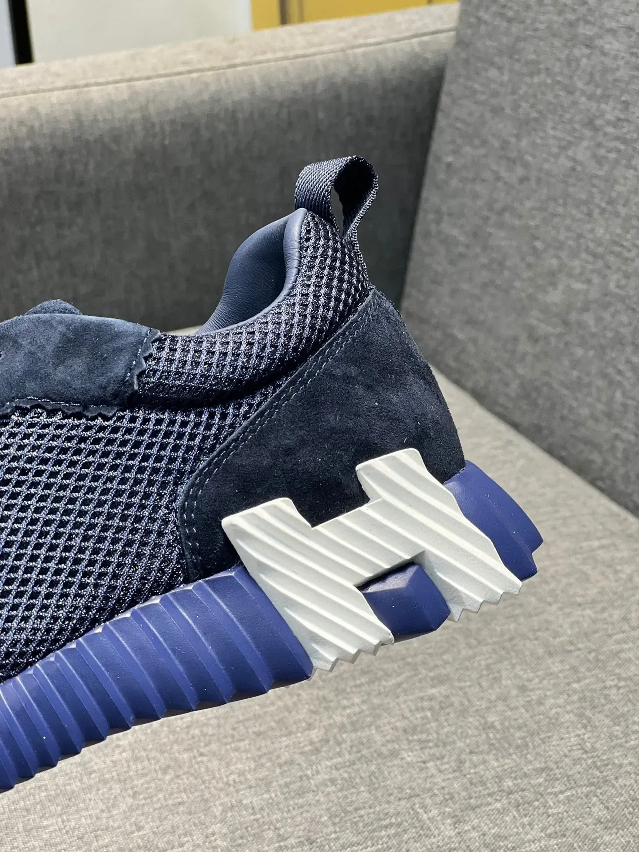 Hermès H-Ride Navy Blue Mesh Suede Lifestyle Sneakers 8
