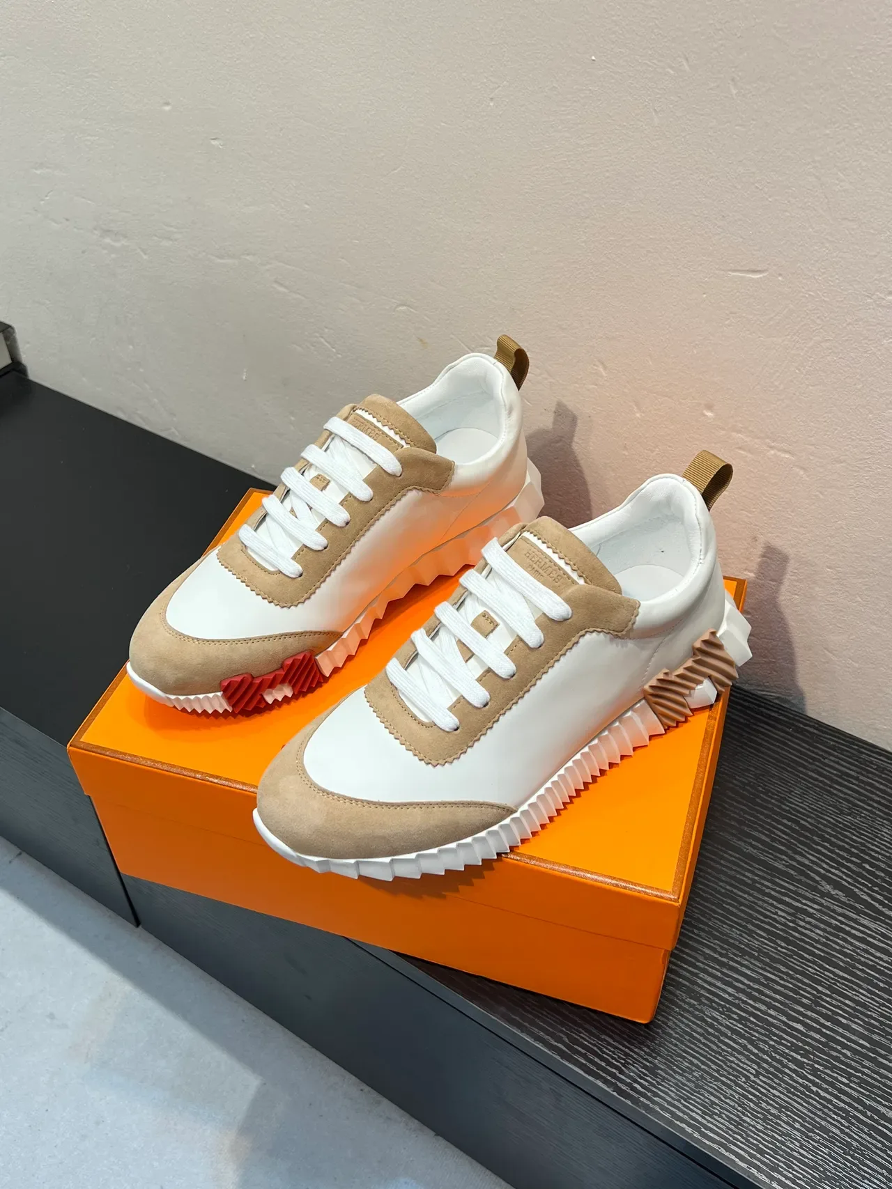 Hermès H-Ride White and Beige Lifestyle Sneakers 3