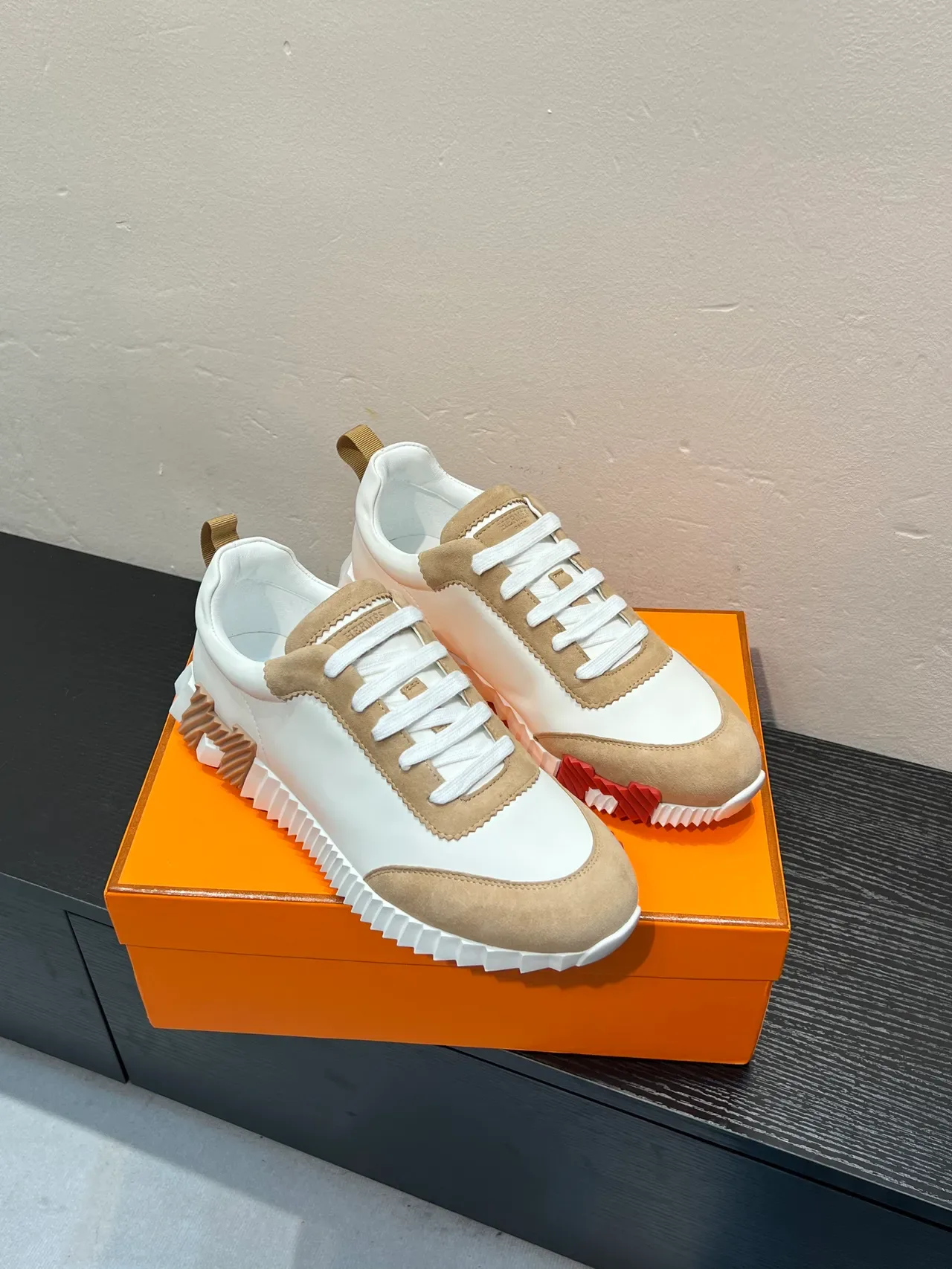 Hermès H-Ride White and Beige Lifestyle Sneakers 5