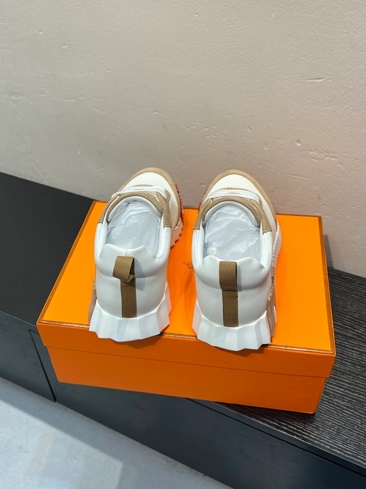 Hermès H-Ride White and Beige Lifestyle Sneakers 6