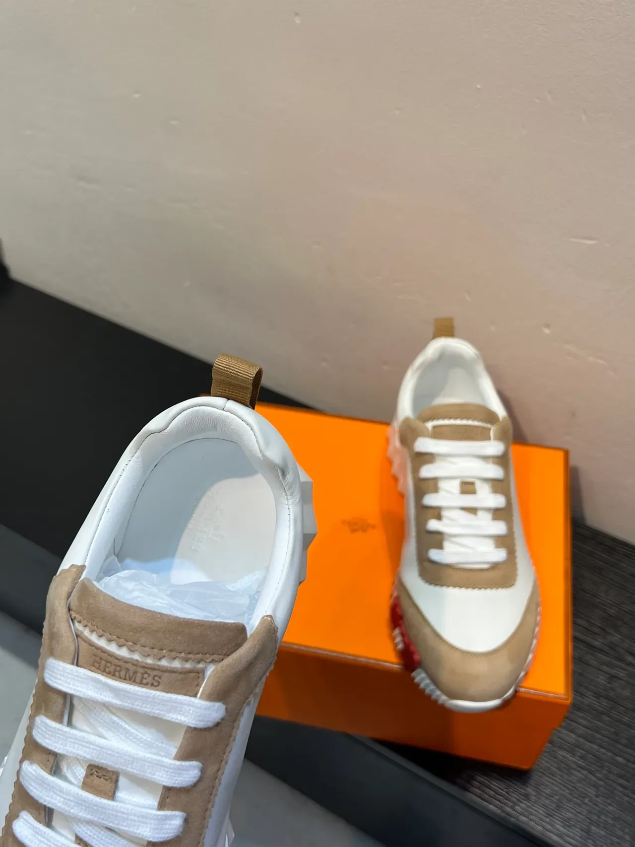 Hermès H-Ride White and Beige Lifestyle Sneakers 7