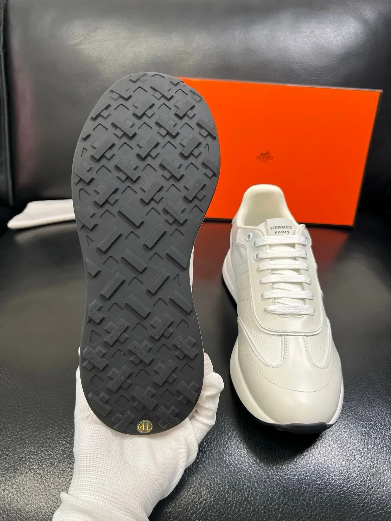 Hermès H-Sneaker Off-White Leather Lifestyle Sneakers 2