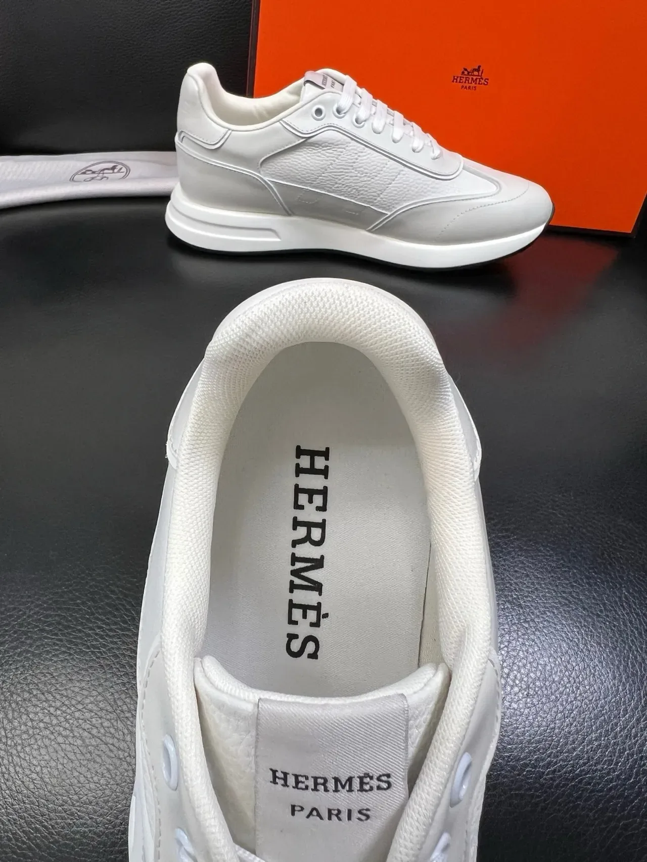 Hermès H-Sneaker Off-White Leather Lifestyle Sneakers 4