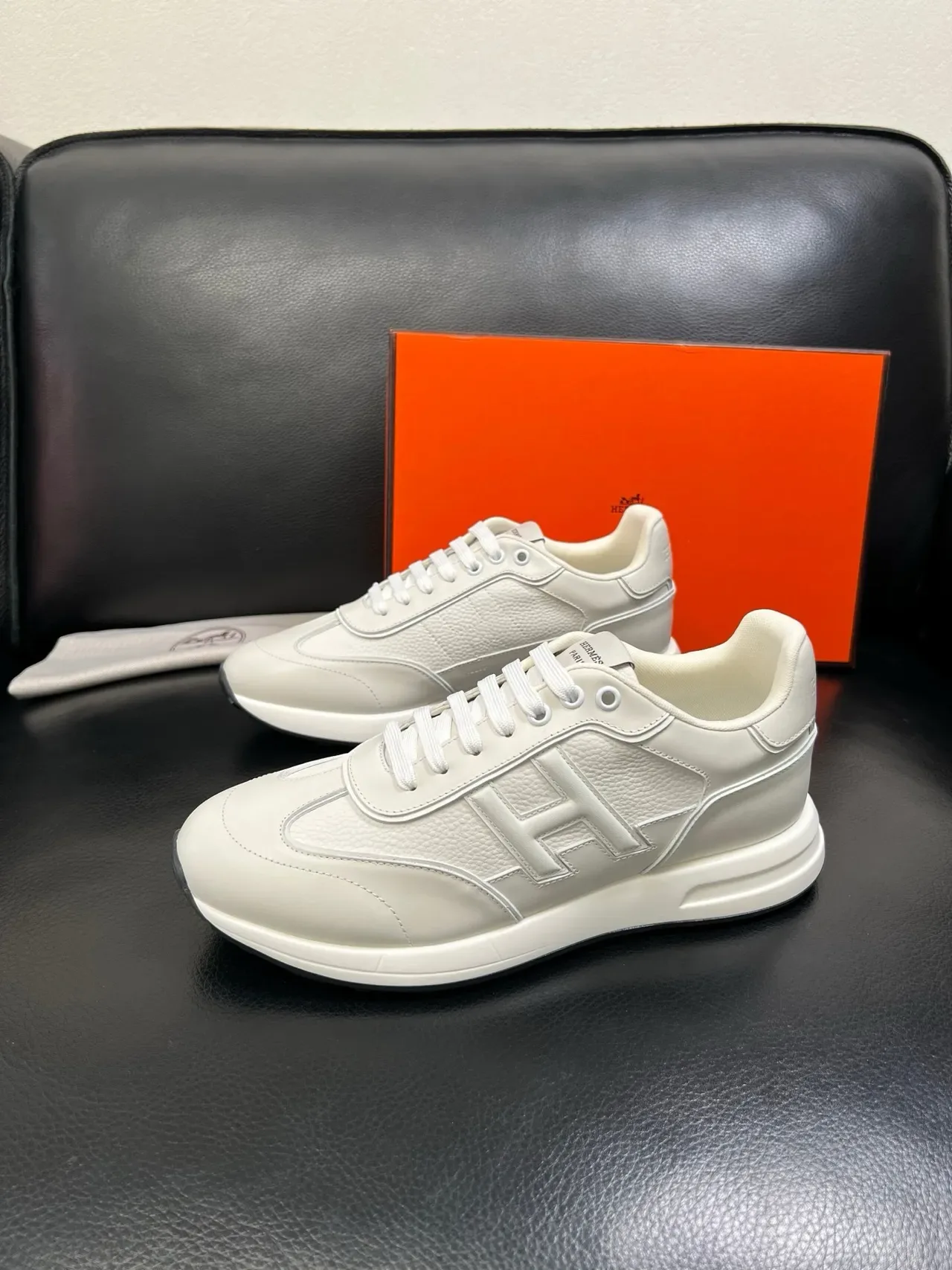 Hermès H-Sneaker Off-White Leather Lifestyle Sneakers 5