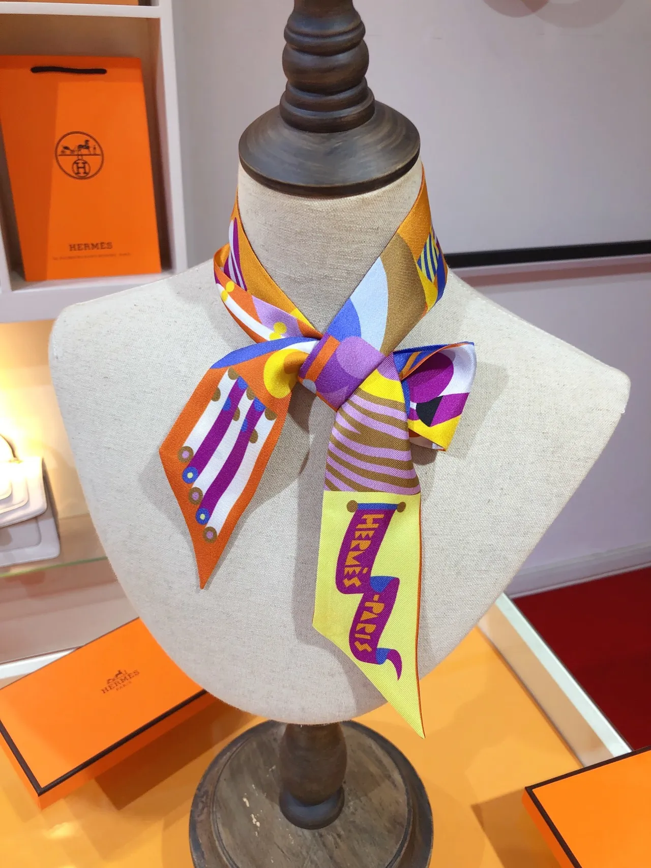Hermès Multicolor Geometric Print Silk Scarf 1