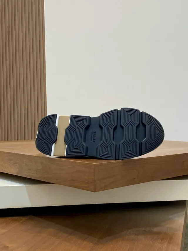 Hermès Navy Beige Suede Upper Sculpted Multi-Layer Sole Chunky Sneakers 2