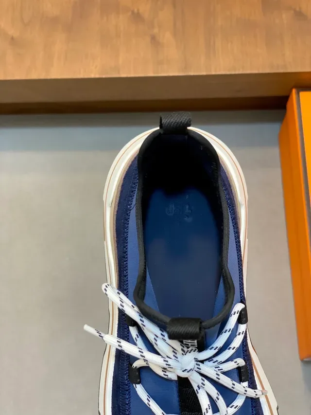 Hermès Navy Beige Suede Upper Sculpted Multi-Layer Sole Chunky Sneakers 4