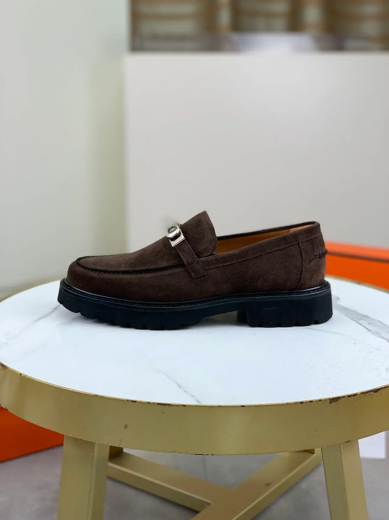 Hermès Oran Marron Noir Suède Supérieur Boucle Horsebit Loafer 7