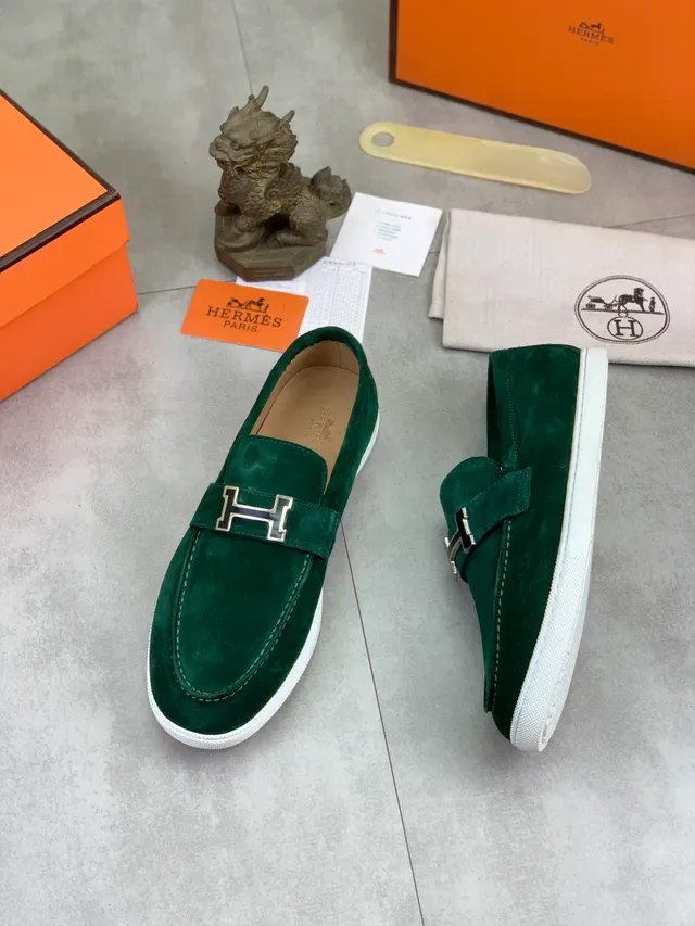 Hermès Oran Loafer Ante Verde Hebilla H-Buckle 5