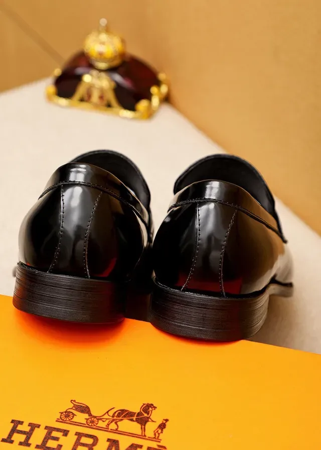 Hermès Oran Loafer Black Croc-Embossed Leather H-Buckle Loafers 6