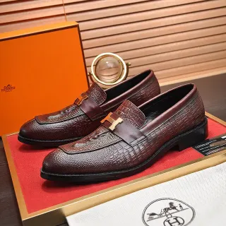 Hermès Oran Loafer Brown Crocodile-Embossed Leather Loafers
