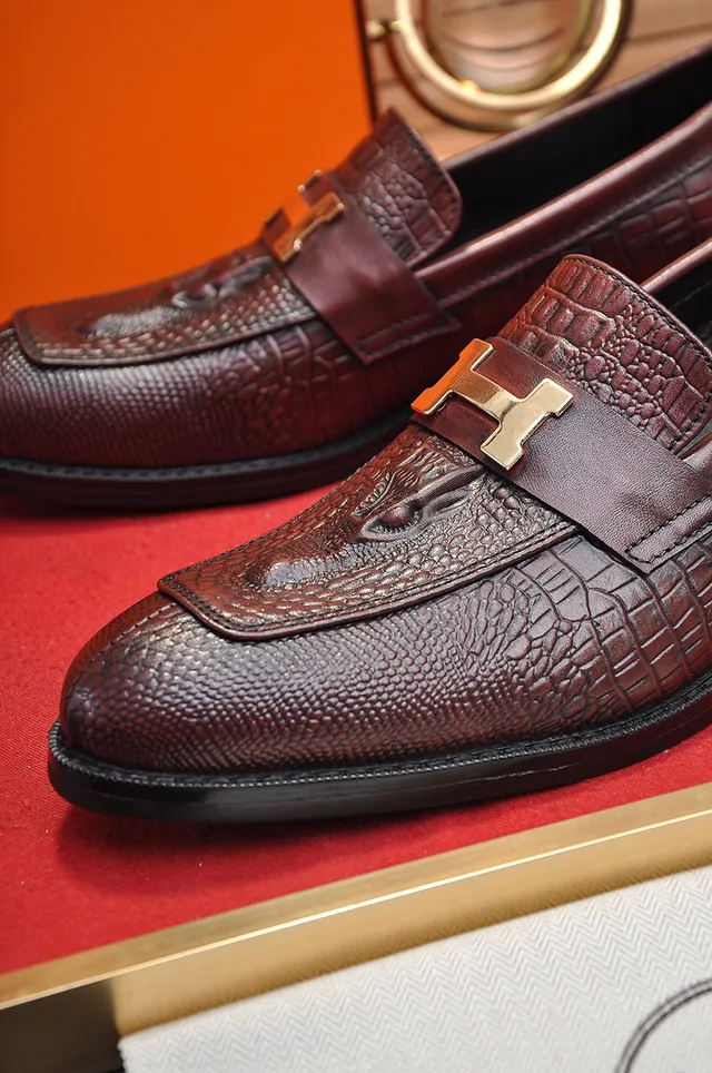 Hermès Oran Loafer Brown Crocodile-Embossed Leather Loafers 3