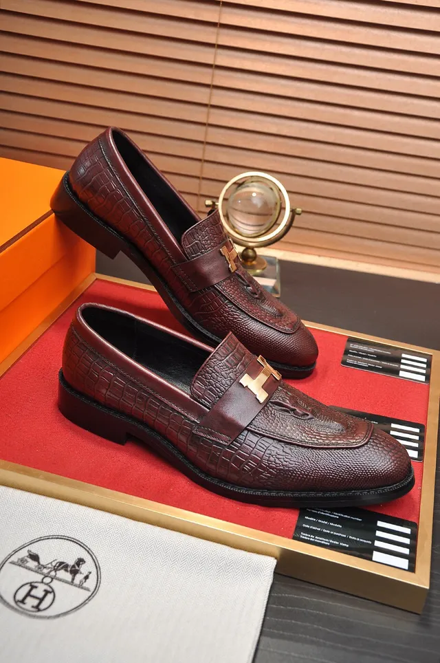 Hermès Oran Loafer Brown Crocodile-Embossed Leather Loafers 5