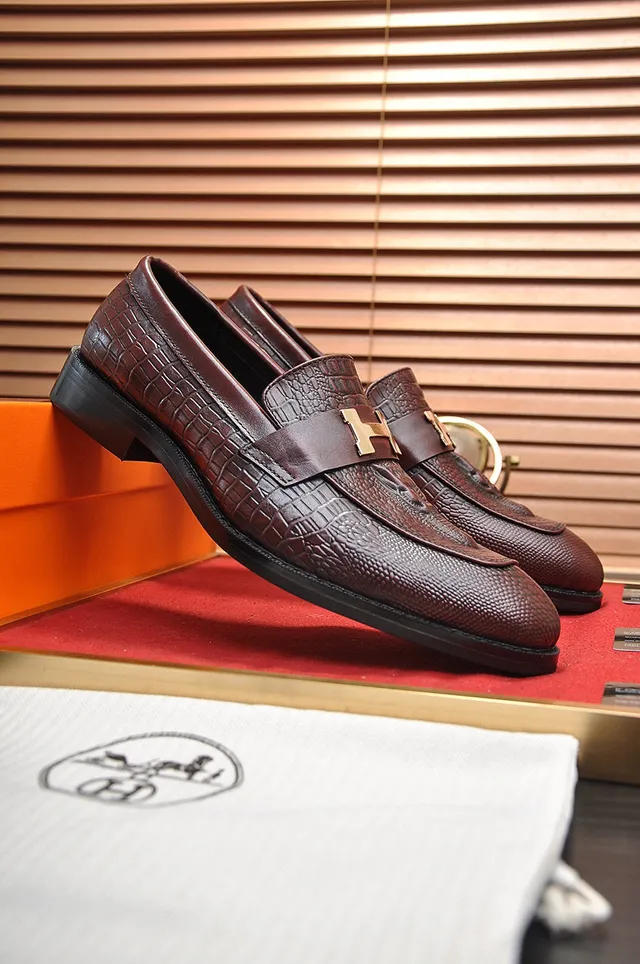 Hermès Oran Loafer Brown Crocodile-Embossed Leather Loafers 8