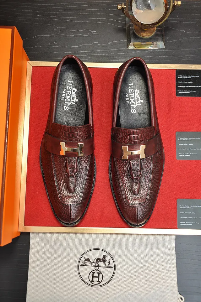 Hermès Oran Loafer Brown Crocodile-Embossed Leather Loafers 9