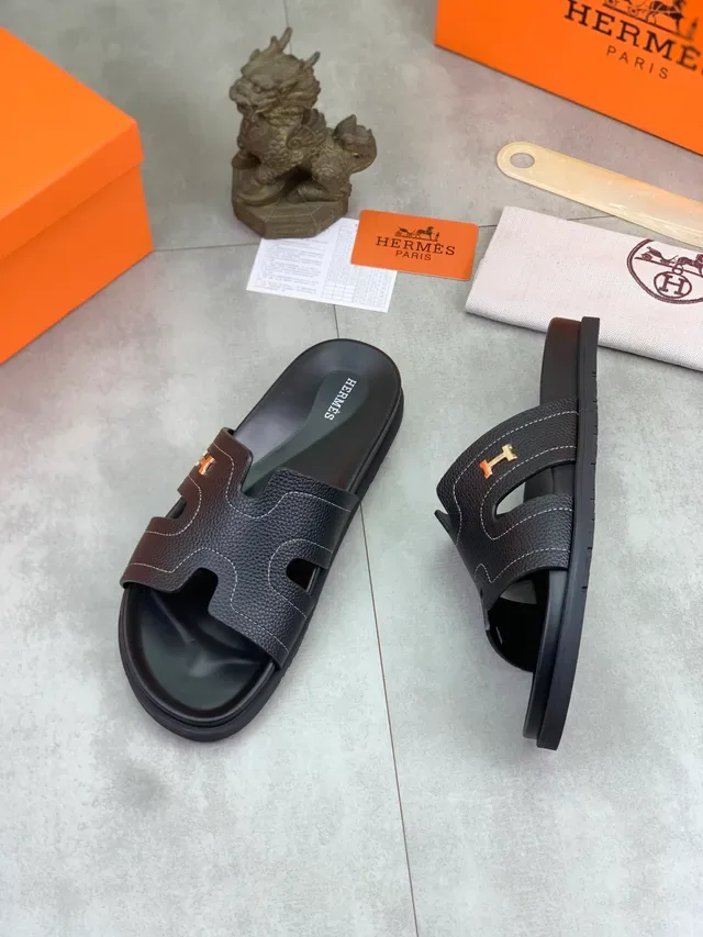 Hermès Oran Slide Black Patent Leather Slippers 5