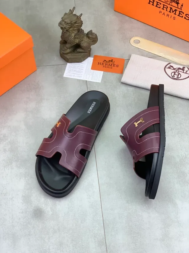 Hermès Oran Slide Black Patent Leather Slippers 6