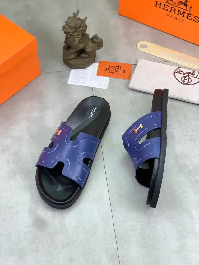 Hermès Oran Slide Black Patent Leather Slippers 11