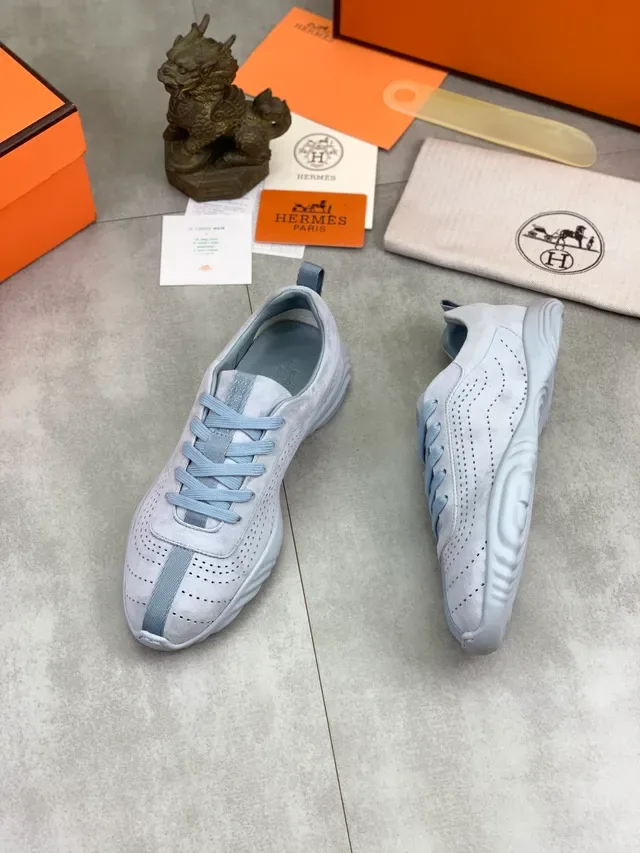 Hermès Perforated Suede Gray Lifestyle Sneaker 5