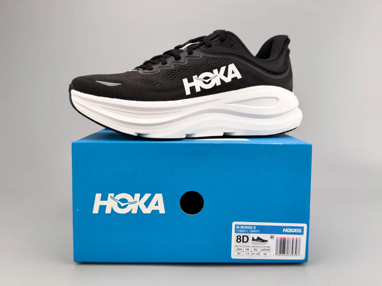 Hoka Black White Engineered Mesh Upper Oversized Midsole Running Shoes 4