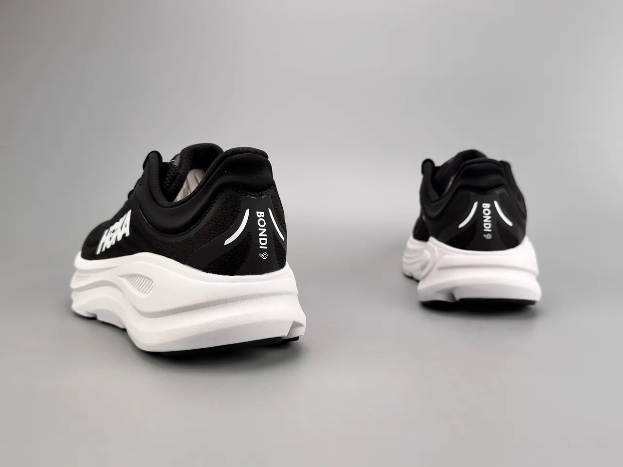Hoka Black White Engineered Mesh Upper Oversized Midsole Running Shoes 6