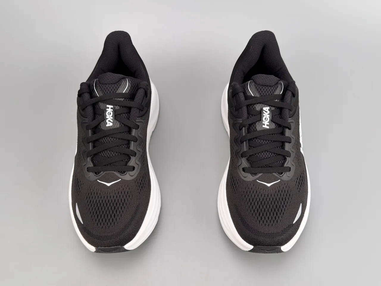 Hoka Black White Engineered Mesh Upper Oversized Midsole Running Shoes 9