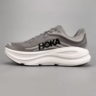 Hoka Clifton Gray White Engineered Knit Upper Thick Midsole Running Shoes
