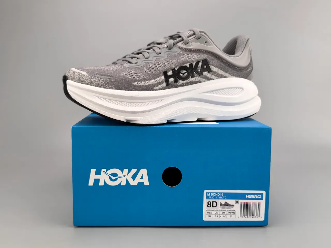 Hoka Clifton Gris Blanc Upper en Knit Ingénierie Semelle Médiale Épaisse Chaussures de Running 4