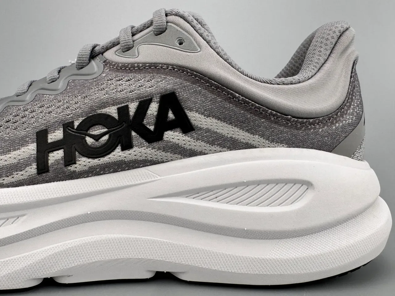 Hoka Clifton Gris Blanc Upper en Knit Ingénierie Semelle Médiale Épaisse Chaussures de Running 5