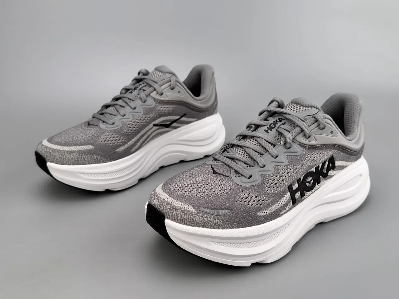 Hoka Clifton Gris Blanc Upper en Knit Ingénierie Semelle Médiale Épaisse Chaussures de Running 7