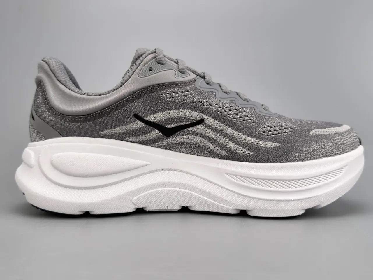 Hoka Clifton Gris Blanc Upper en Knit Ingénierie Semelle Médiale Épaisse Chaussures de Running 10