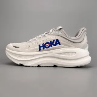 Hoka Gris Blanco Máxima Amortiguación Malla Ingenierizada Parte Superior Zapatillas de Running