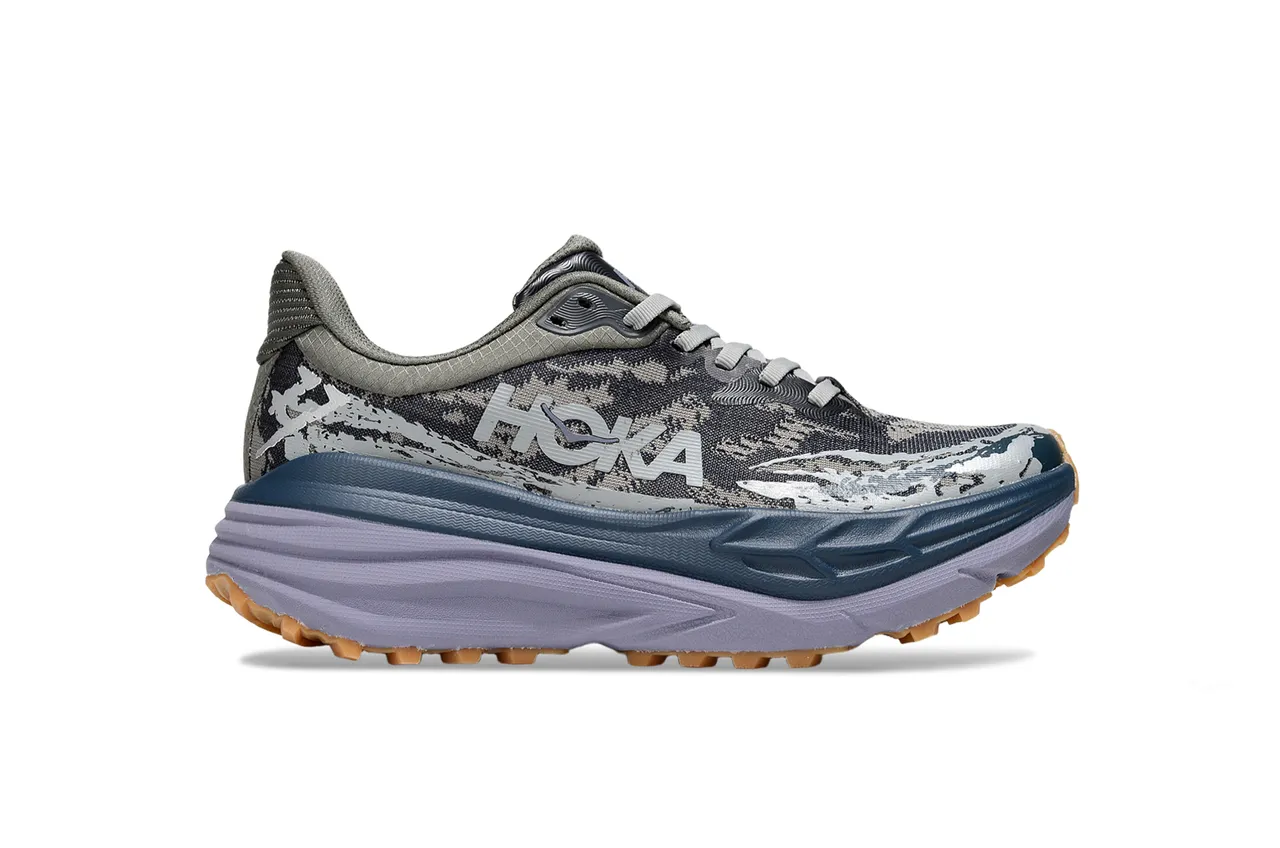 Hoka Speedgoat Gris Violet Semelle Intermédiaire Gonflée Oversized Haut Tricot avec Impression Camo Chaussures de course 2