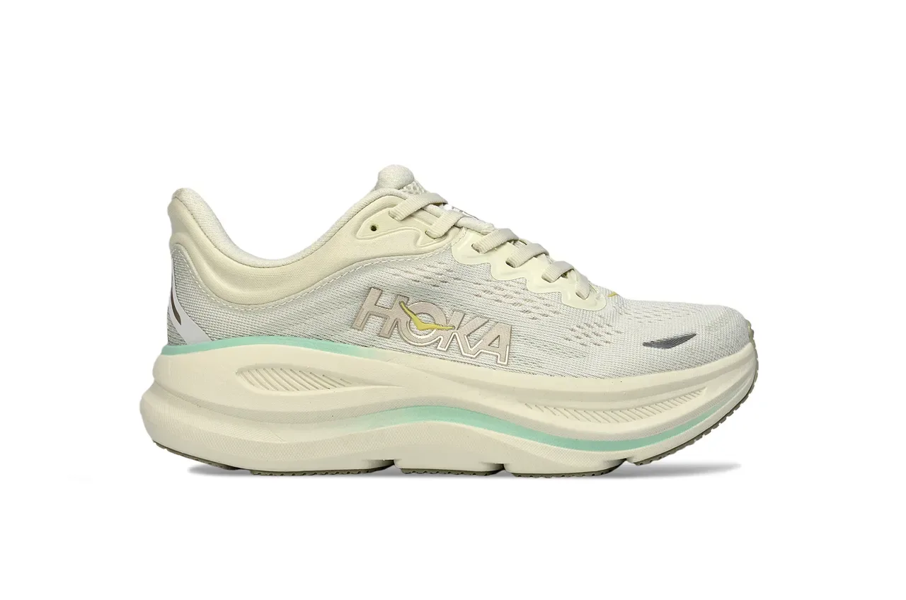 Hoka White Green Engineered Knit Upper Oversized Cushioned Midsole Running Shoes 2