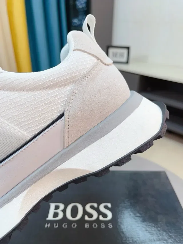 Hugo Boss Beige Noir Supérieur En Maille Et Daim Marquage Tonal Sneakers Style De Vie 6
