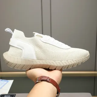 Hugo Boss Beige Knit and Suede Lifestyle Sneaker