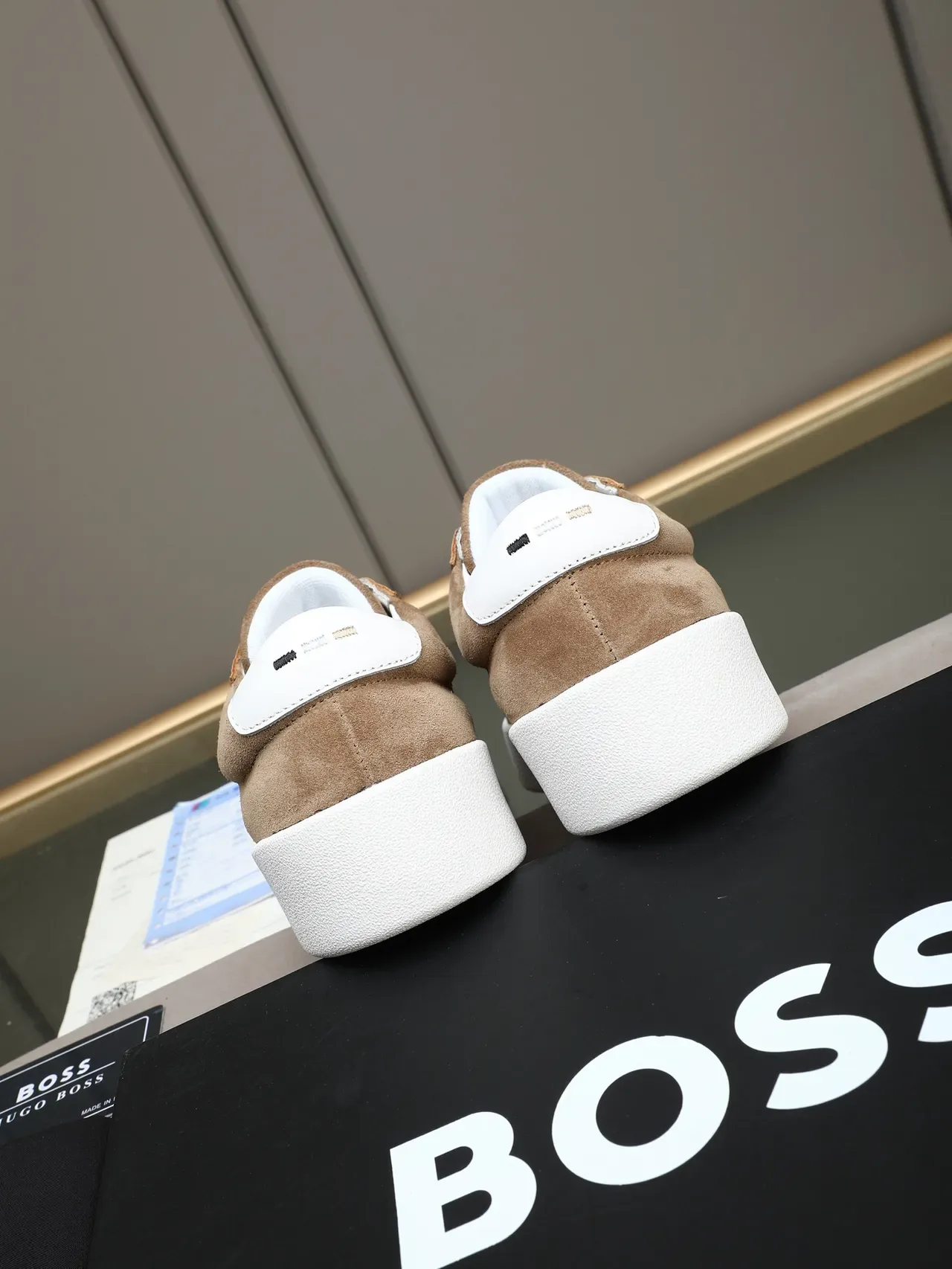 Hugo Boss Beige Suede and Leather Platform Lifestyle Sneakers 3