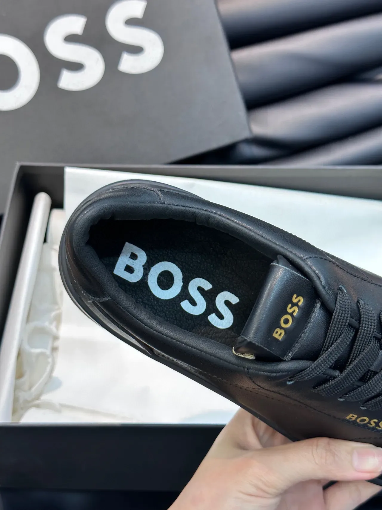 Hugo Boss Black Gold Leather Branding Lifestyle Sneakers 3