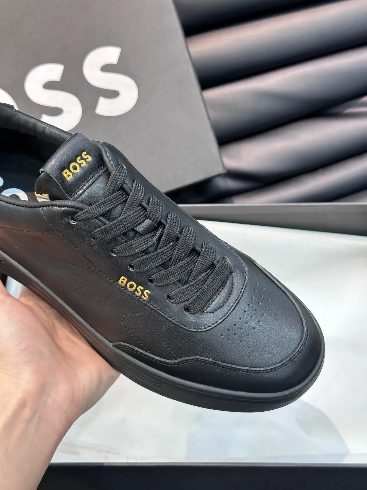 Hugo Boss Black Gold Leather Branding Lifestyle Sneakers 4