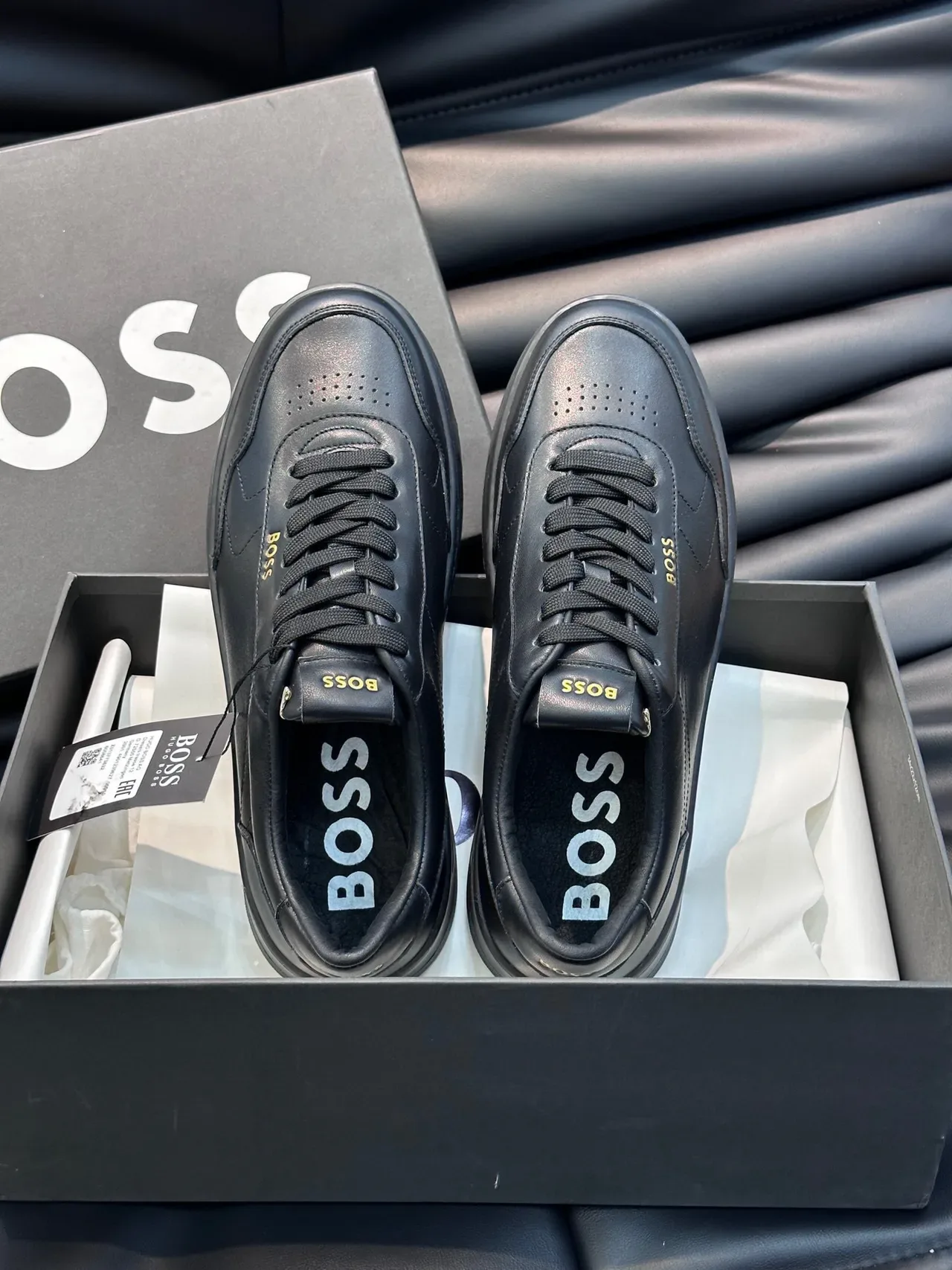 Hugo Boss Black Gold Leather Branding Lifestyle Sneakers 7