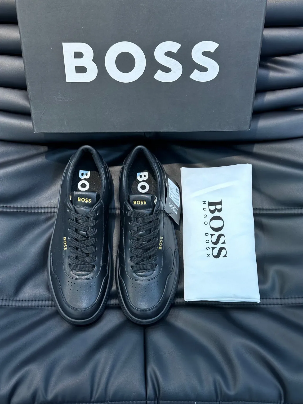 Hugo Boss Black Gold Leather Branding Lifestyle Sneakers 8