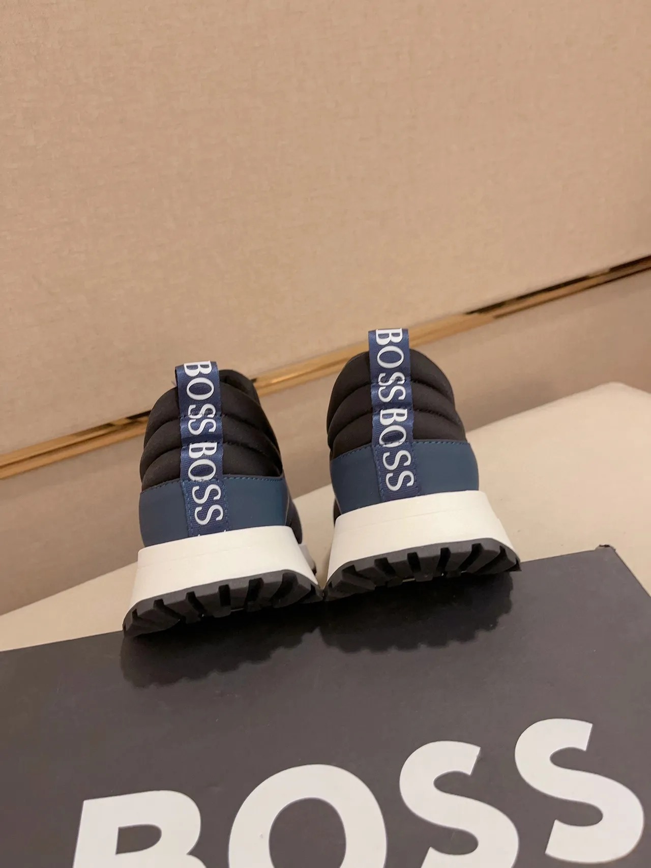 Hugo Boss Black Navy Slip-On Construction Elasticated Collar Lifestyle Sneakers 8