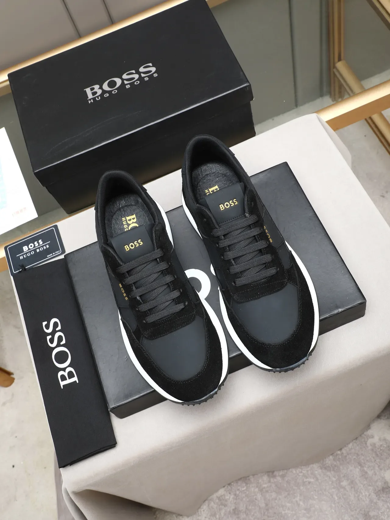 Hugo Boss Black Suede and Leather Panelled Lifestyle Sneaker 3
