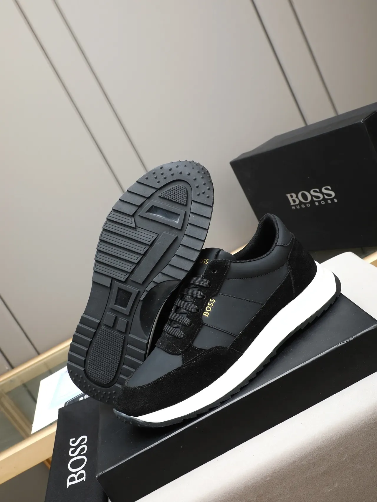 Hugo Boss Black Suede and Leather Panelled Lifestyle Sneaker 5