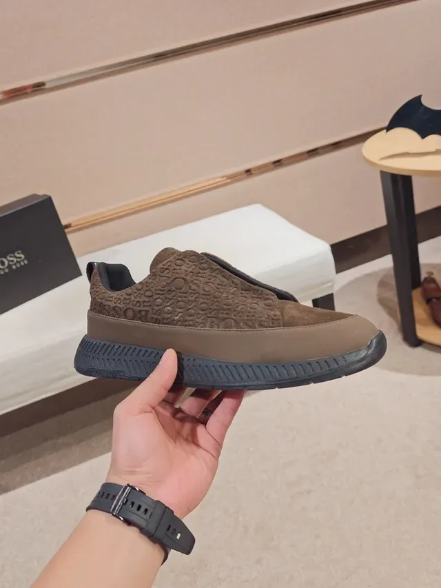 Hugo Boss Monogram Slip-On Brown Lifestyle Sneakers 4