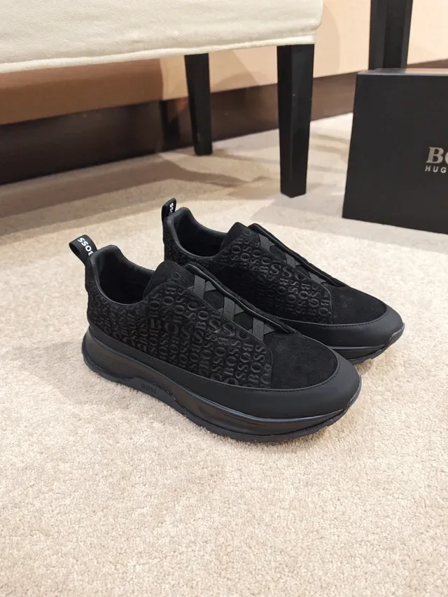 Hugo Boss Monogrammed Slip-On All-Black Lifestyle Sneaker 5