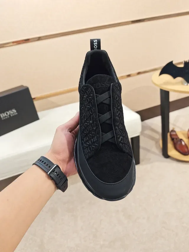 Hugo Boss Monogrammed Slip-On All-Black Lifestyle Sneaker 6