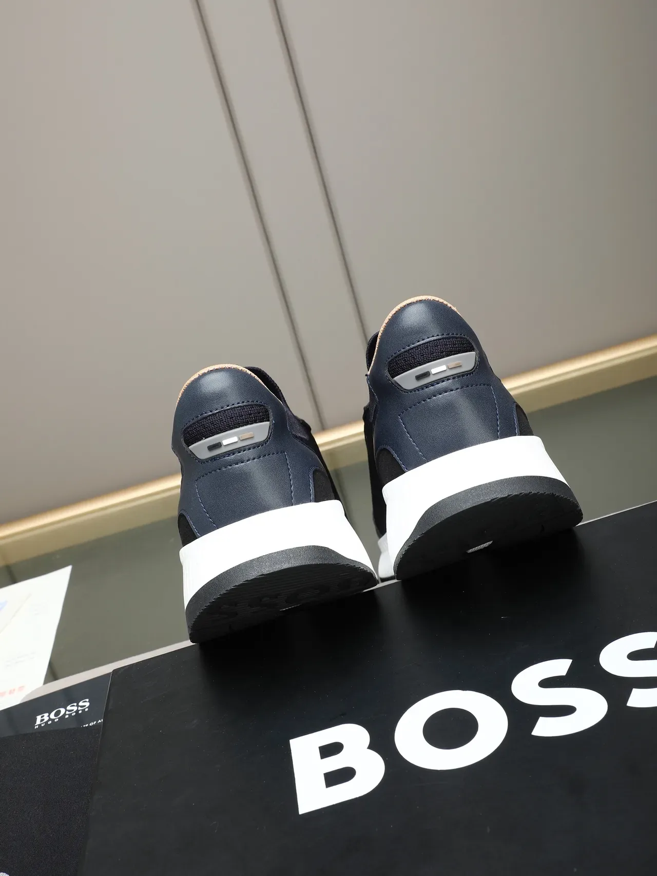 Hugo Boss Tênis lifestyle cor navy white, upper knit-and-synthetic, gola sock-fit 3